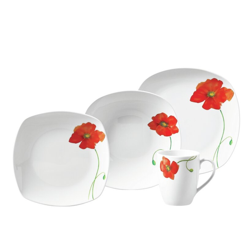 16 Piece Dinnerware Set Decal Ceramics