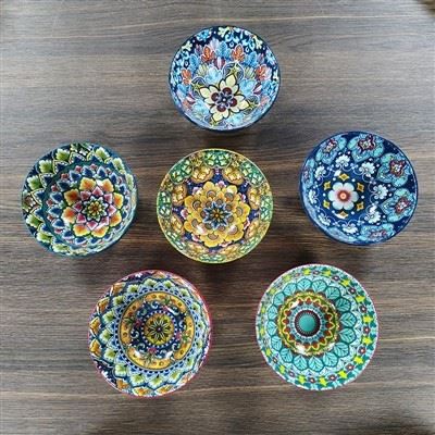 Four Color Printed Bowl With Pattern