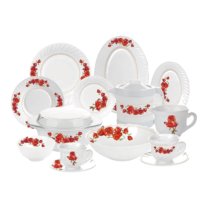 58 Pieces Opal Glass Dinnerware