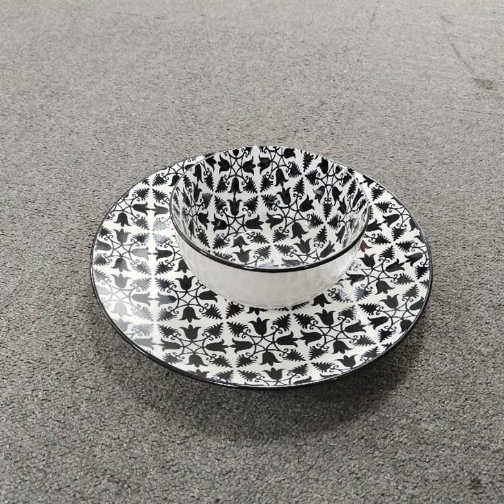 Black Printed Tableware Set