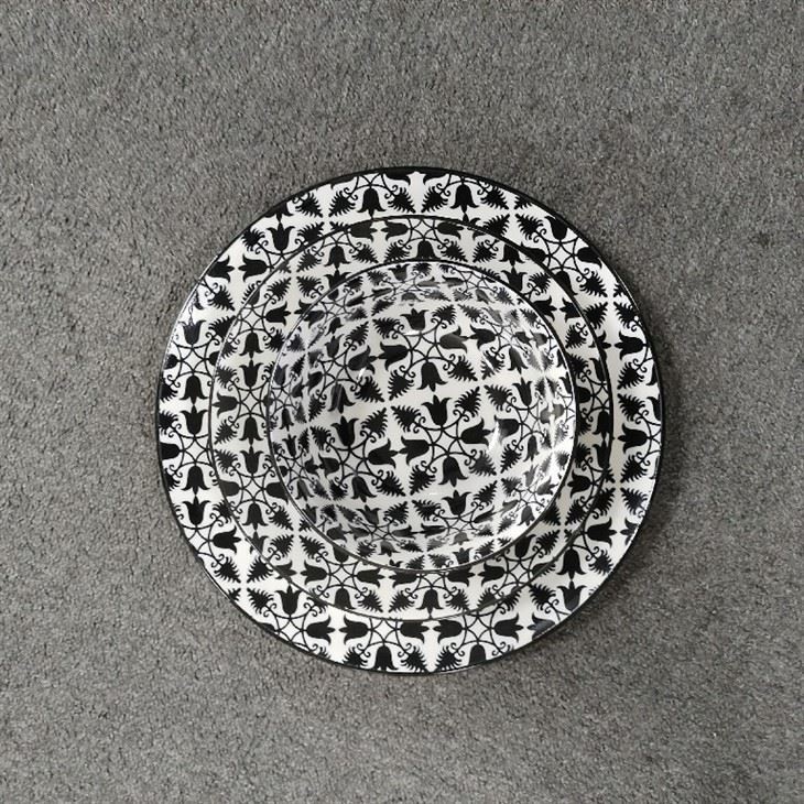 Black Printed Tableware Set