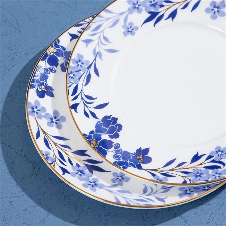Ceramic Chinese Blue Poreclain Plate Dinnerware Set
