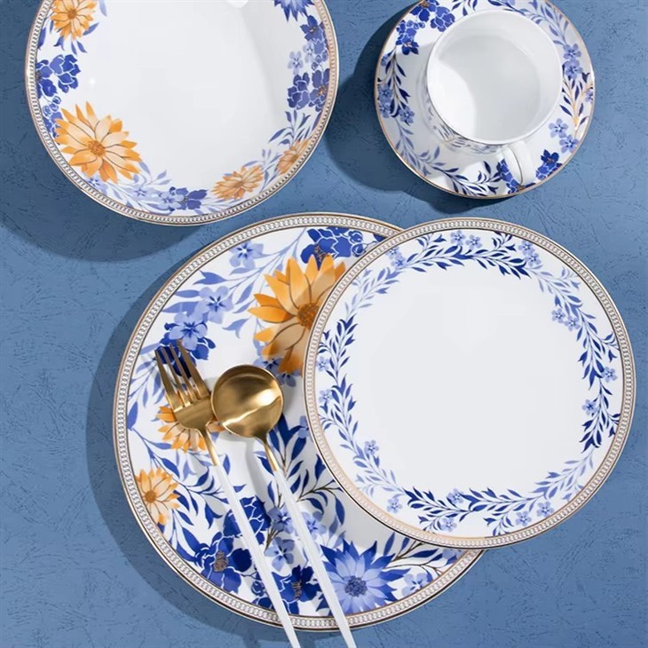 Ceramic Chinese Blue Poreclain Plate Dinnerware Set