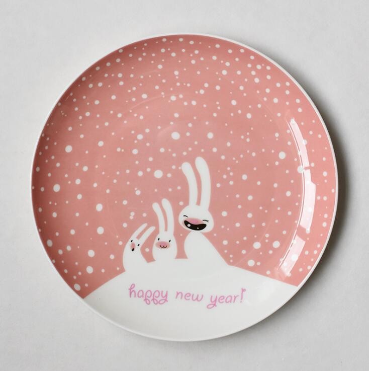 Ceramic Dinnerware Plates Feature Christmas Cartoon Stickers
