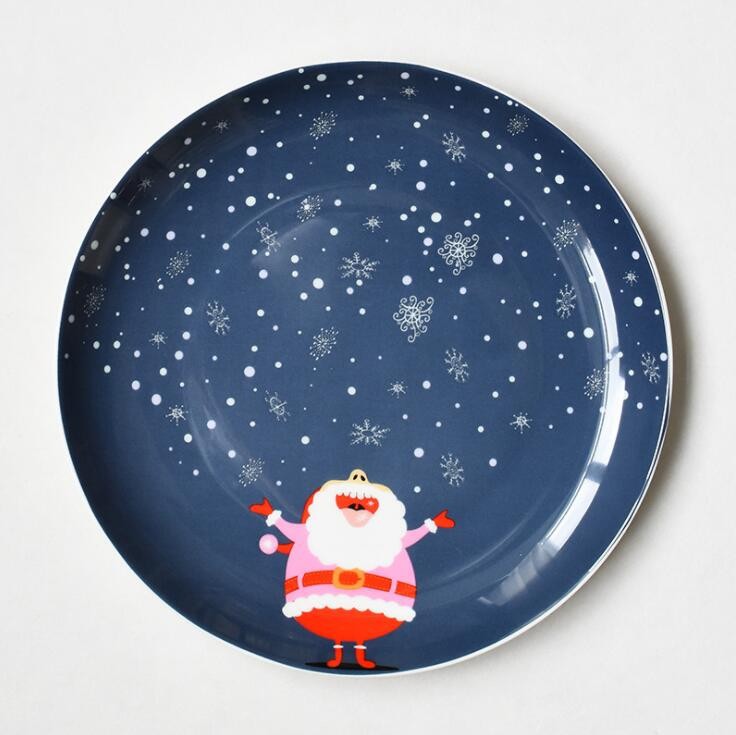 Ceramic Dinnerware Plates Feature Christmas Cartoon Stickers