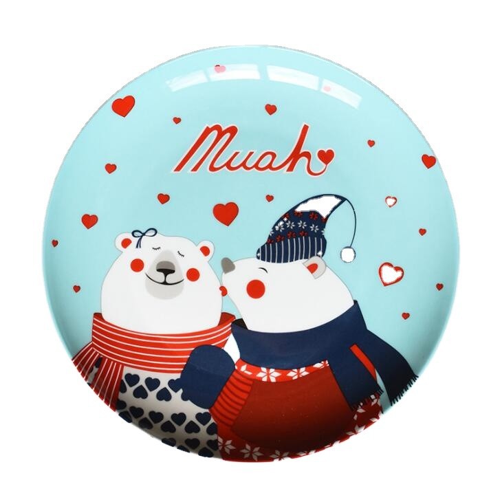 Ceramic Dinnerware Plates Feature Christmas Cartoon Stickers