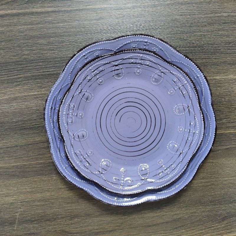 Color Glaze Embossed Drawing Tableware Set