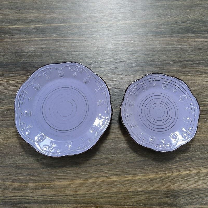 Color Glaze Embossed Drawing Tableware Set