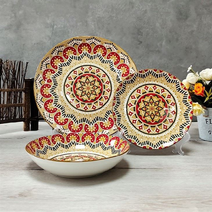 Custom Designed Floral Ceramic Decal Plate Wholesale