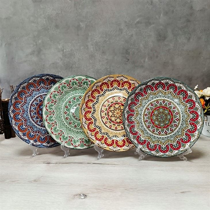 Custom Designed Floral Ceramic Decal Plate Wholesale