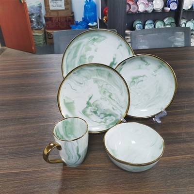 Gold-plated Dinnerware Set With Marble Glaze