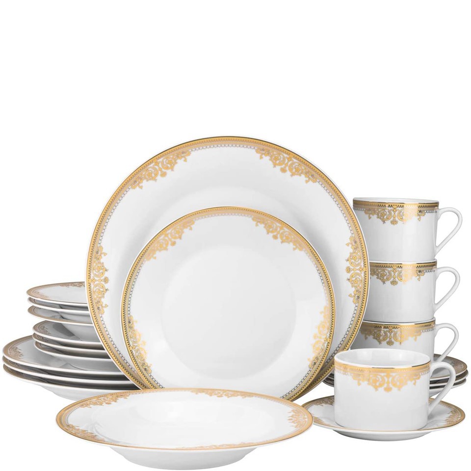Set de vesela farfurii de lux Gold Rim Hotel