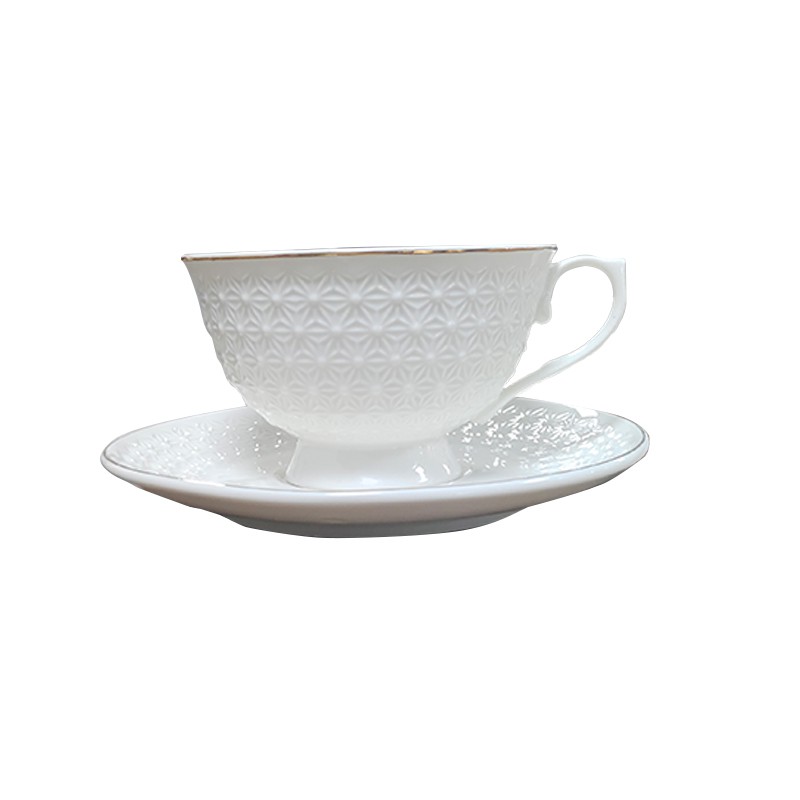 Set căni de cafea în relief cu fir de aur