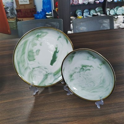 Gold-plated Dinnerware Set With Marble Glaze