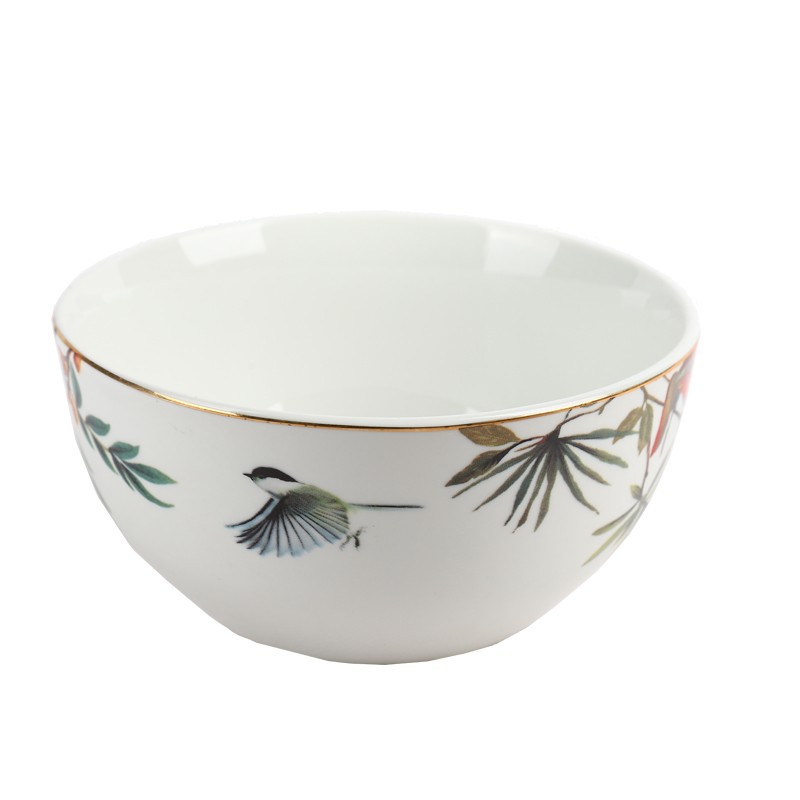 Flower And Bird Applique Ceramic Tableware