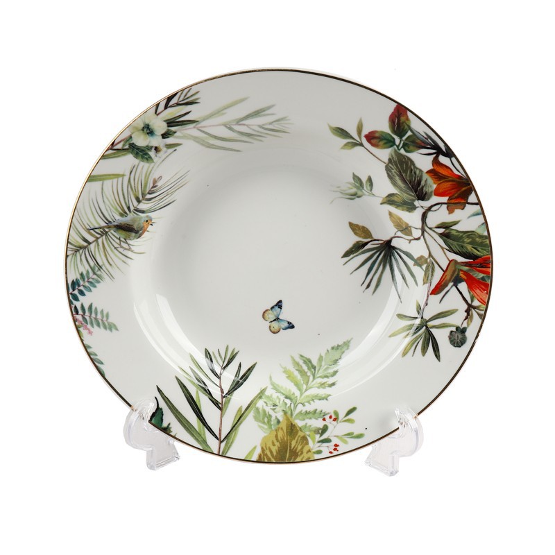 Flower And Bird Applique Ceramic Tableware
