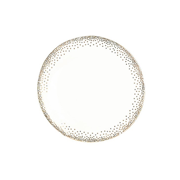 Gold Dot Plate And Bowl Porcelain Set