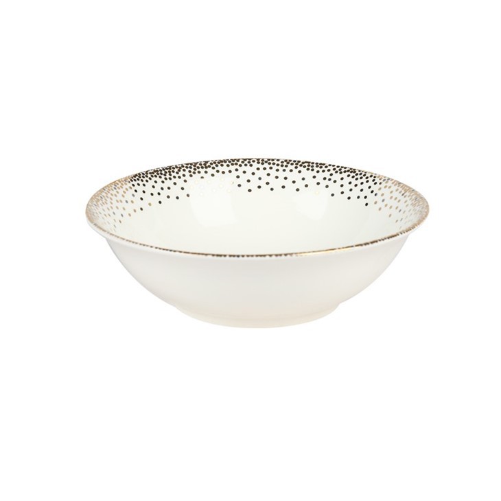 Gold Dot Plate And Bowl Porcelain Set