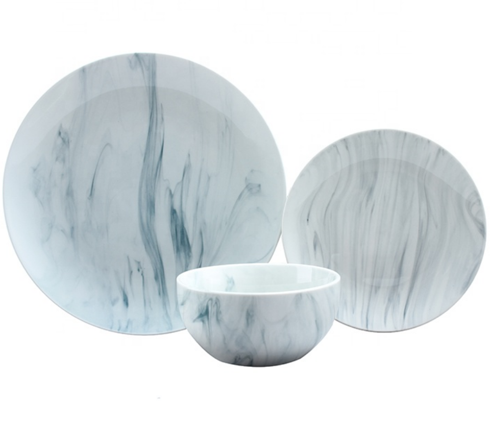 Set de vesela din ceramica din marmura 4 bucati