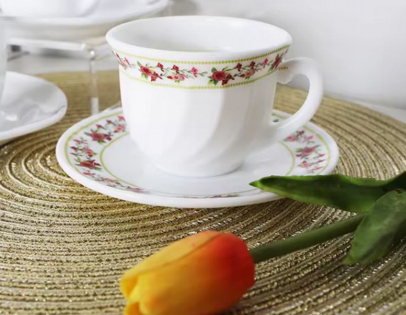 Opal Glass Decal Mug Opal Glass Decal Mug