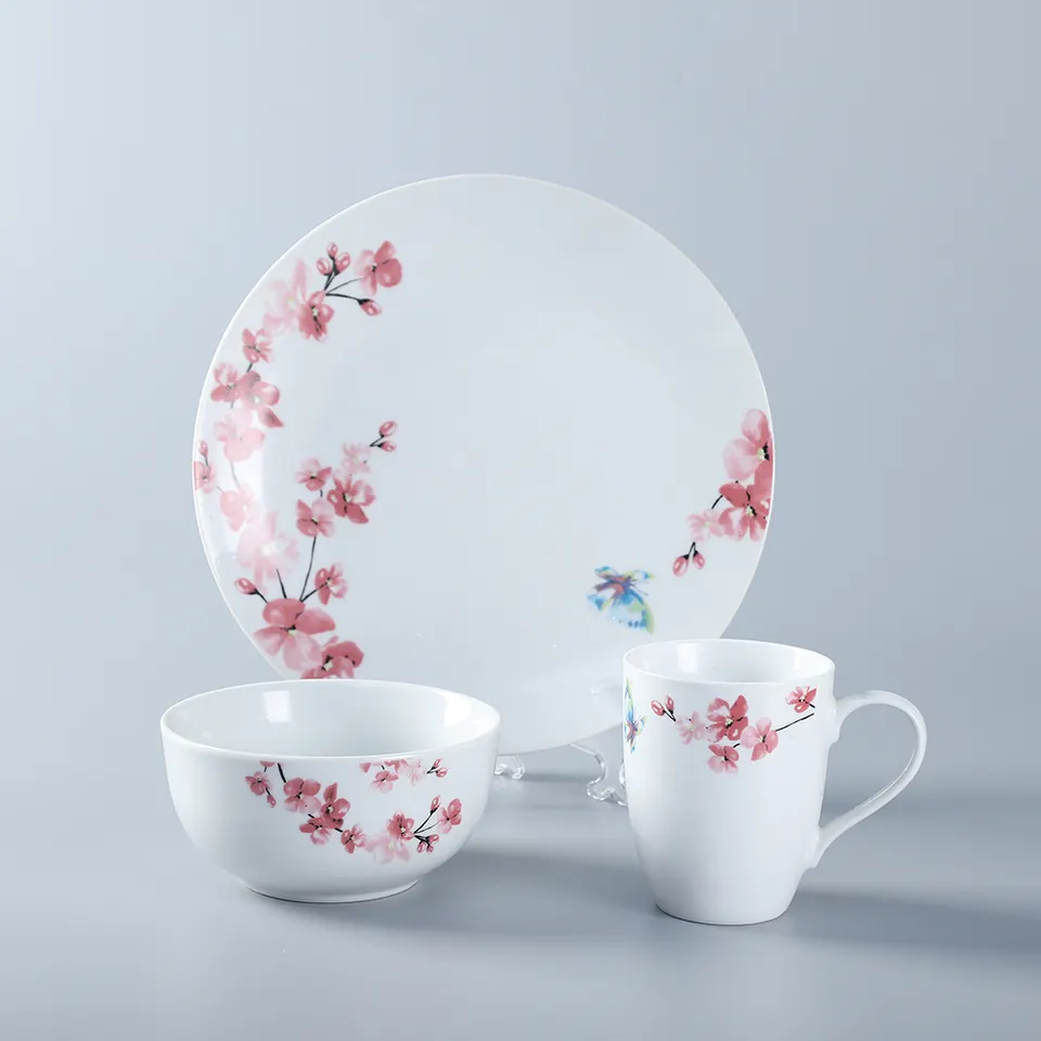 Decal Flower Cramic Porcelain Dinnerware Set