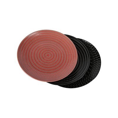 Red And Black Stoneware Set