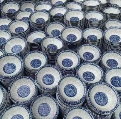 Wholesale Ceramic Printed Blue Soup Plate